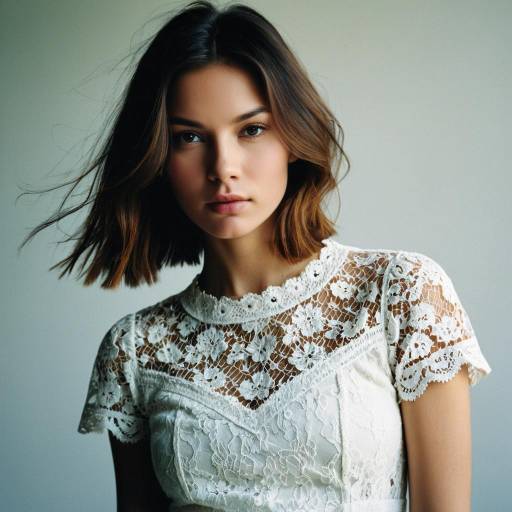 Fashion Model with Face-Framing Layers Hairstyle