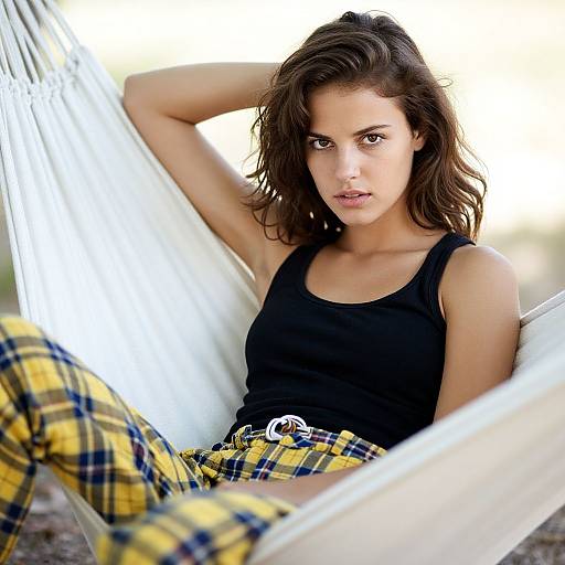 Young Woman Relaxing in Hammock