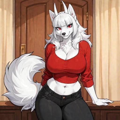 Anthropomorphic White Fox Female Character