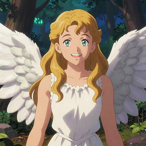 Smiling Angelic Guardian in Forest