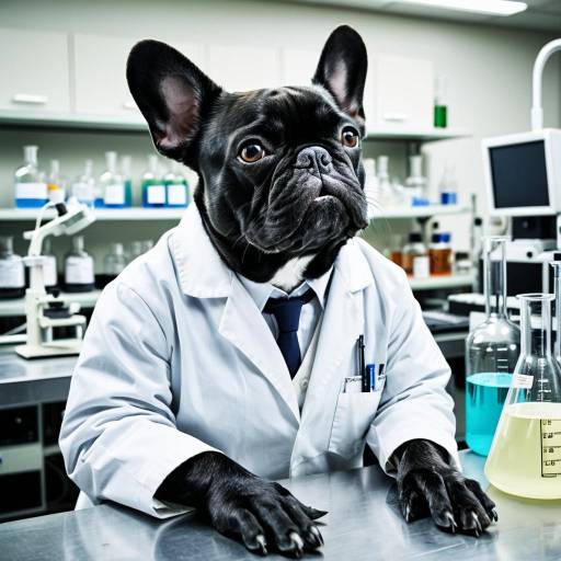 Humorous French Bulldog Chemist in Lab