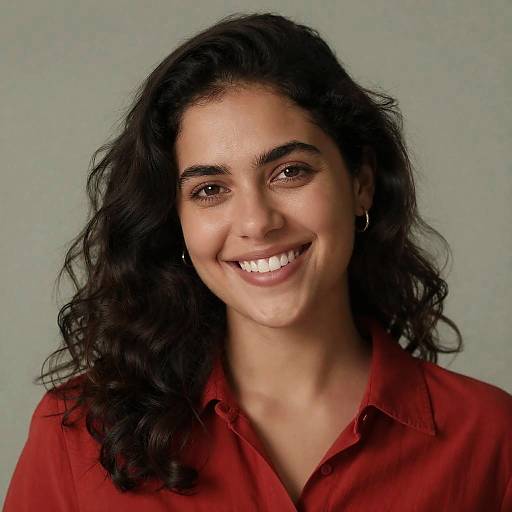 Smiling Woman in Red Shirt Portrait