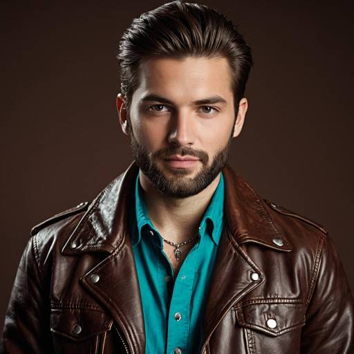 Realistic Male Portrait with Tail Hairstyle
