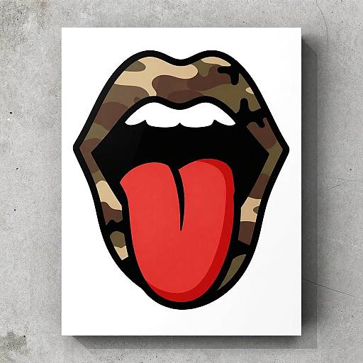 Bold Pop Art Camouflage Lips Poster