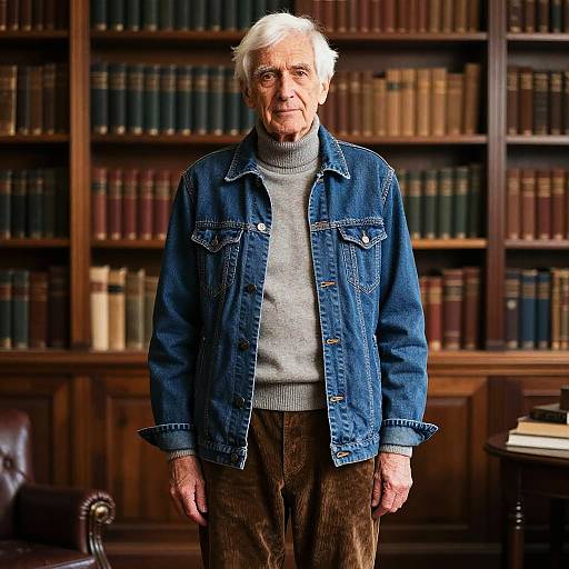 Senior Man in Scholarly Library Setting