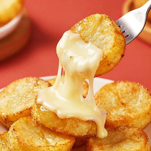 Cheesy Fried Potato Slices Close-Up