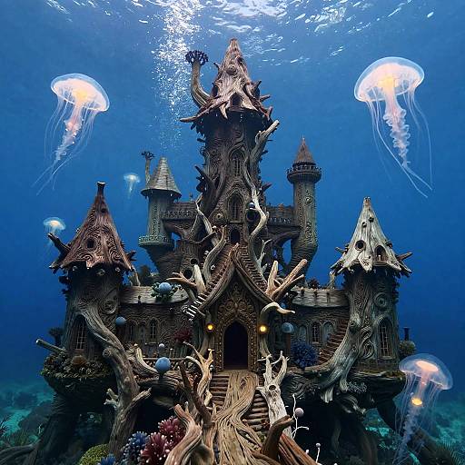 Surreal Underwater Driftwood Castle