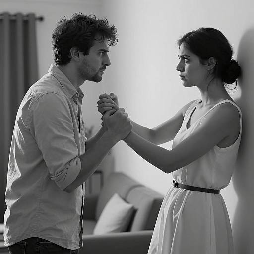 Dramatic Black-and-White Argument Scene