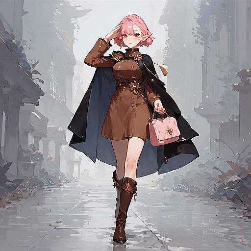 Anime Girl Saluting in Bar