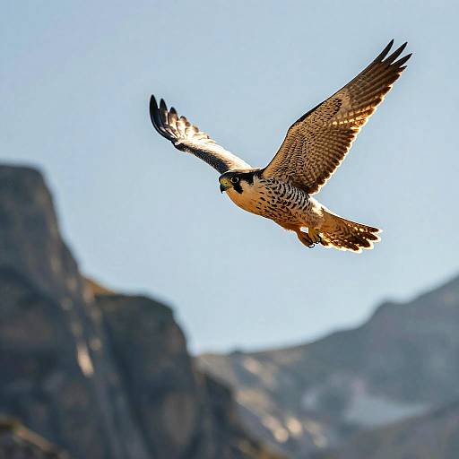 Soaring Peregrine Falcon in Alpine Sky
