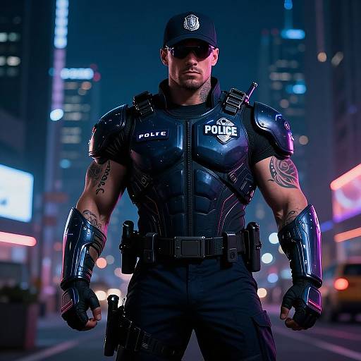 Futuristic Cyberpunk Armored Bodybuilder