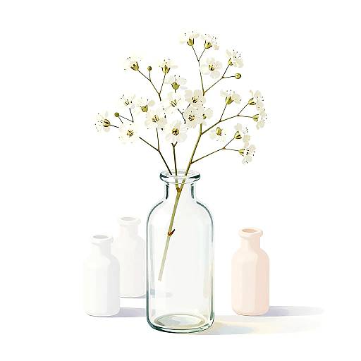 Minimalist Glass Bottle with Baby's Breath