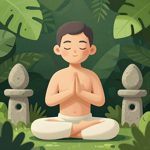 Meditative Male Figure in Nature