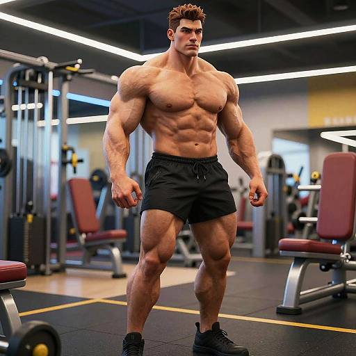 Sims 4 Muscular Bodybuilder in Modern Gym