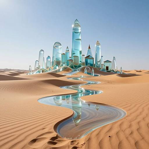 Surreal Mirage Cities in Desert Sky