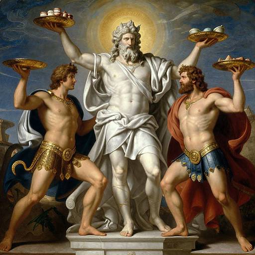 Ares and Hercules Dab Before Zeus