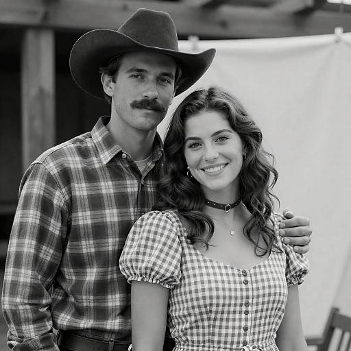Charming Couple in Vintage Black-and-White