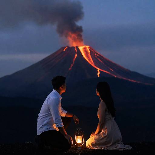 Twilight Love Amidst Fiery Volcano