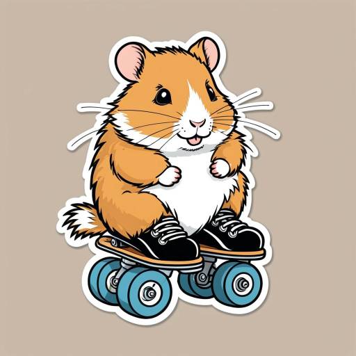 Hamster on Roller Skates Cartoon Sticker