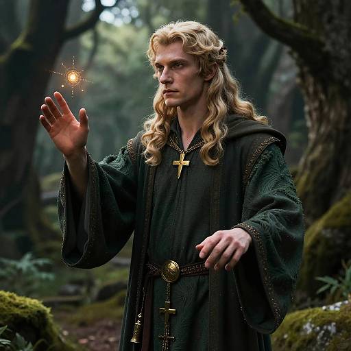 Realistic Male Druid Summoning Nature