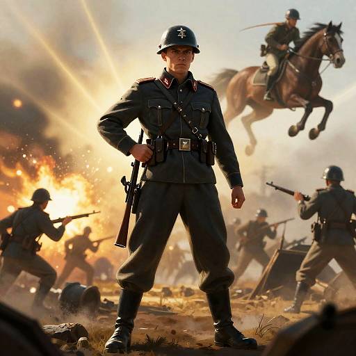 Dramatic WWII Battlefield Illustration