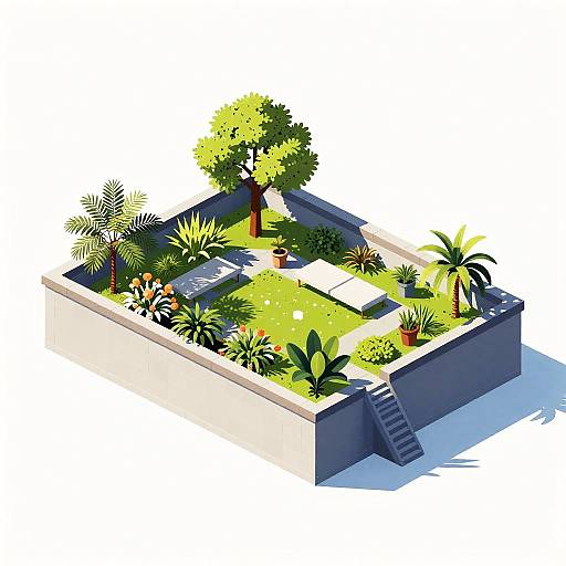 Sunlit Urban Rooftop Garden Vector