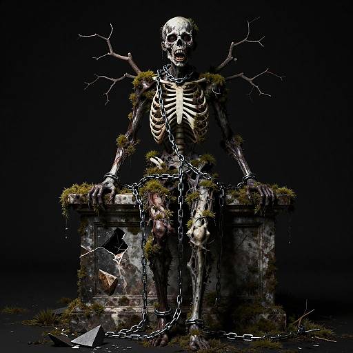 Chained Revenant Beside Shattered Altar