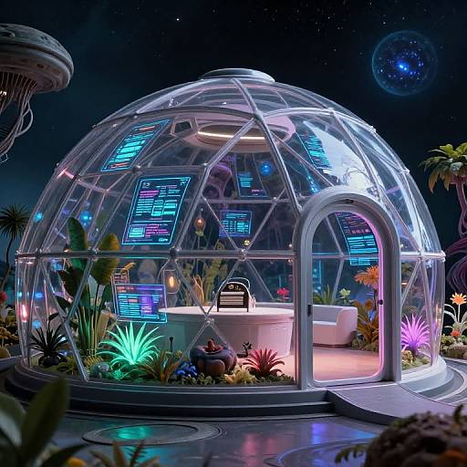 Futuristic Dome Habitat with Holograms
