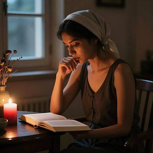 Moody Portrait of Woman Reading