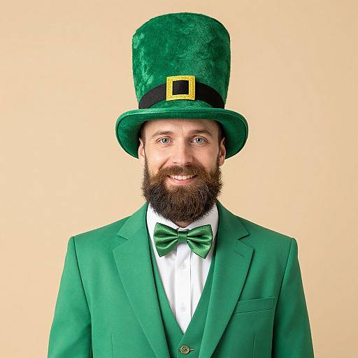 Bearded Man in Saint Patty's Green Suit