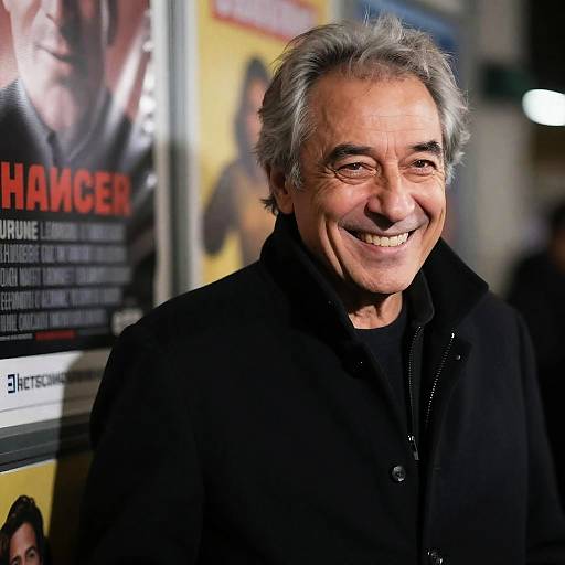 Smiling Middle-Aged Man in Black Coat