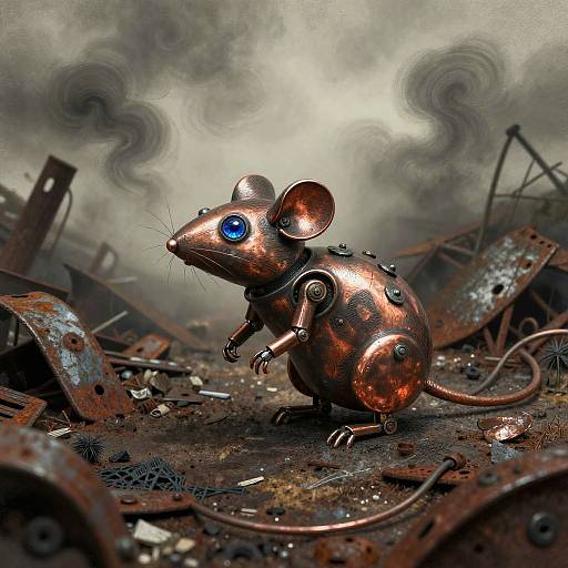 Copper Automaton Mouse in Junkyard