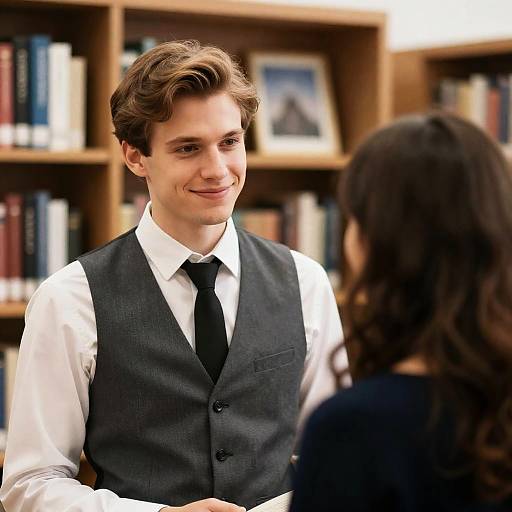 Couple in Library Setting Portrait