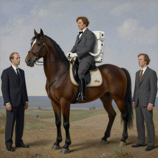 Surreal Horseman and Astronaut Horse