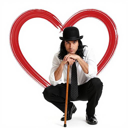 Dapper Man Crouching by Heart Art