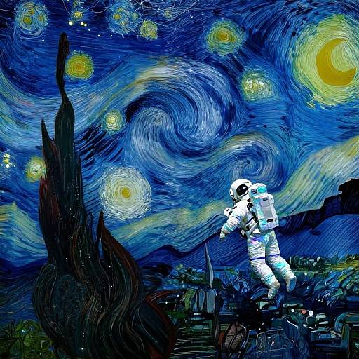 Cosmic Astronaut in Abstract Nightscape