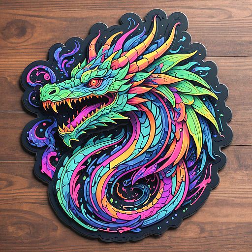 Vibrant Neon Dragon Sticker Design Vibrant Neon Dragon Sticker Design