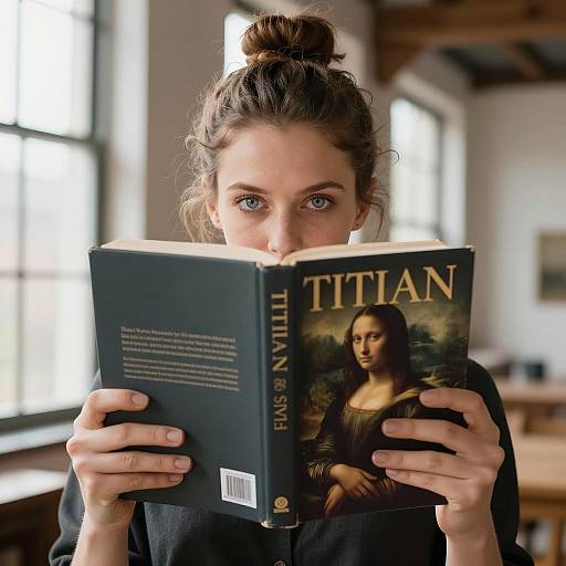 Woman with Book in Sunlit Room