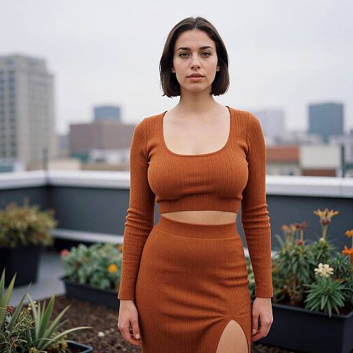 Chic Burnt Orange Two-Piece Rooftop