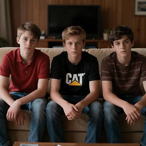 Teenage Boys in a Dimly Lit Room