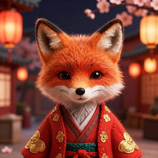 Woolen Fox in Kimono