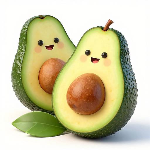 Playful Kawaii Anthropomorphic Avocados