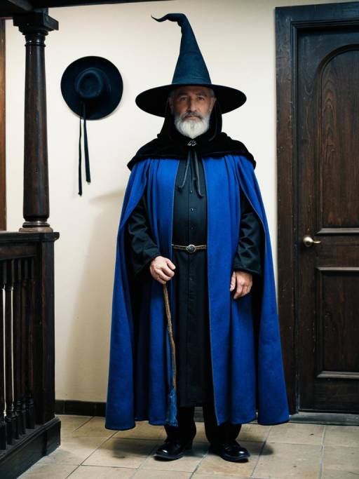 Old Wizard in Black and Blue Robes