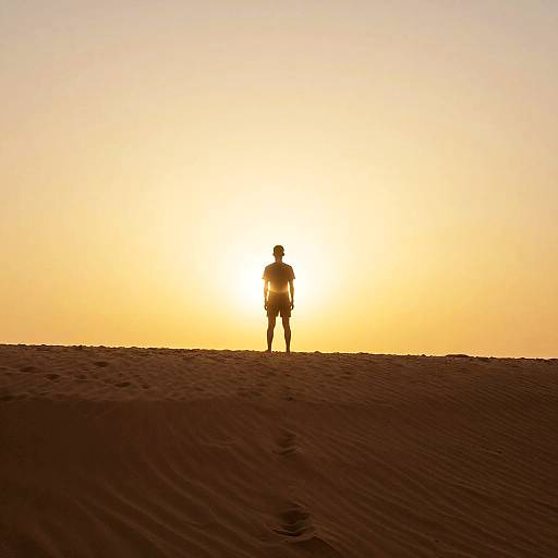 Solitary Silhouette on Sunset Dune
