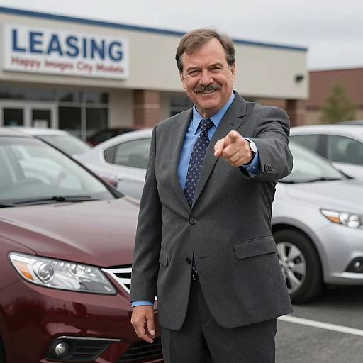 Cheerful Man at Car Lot Photo