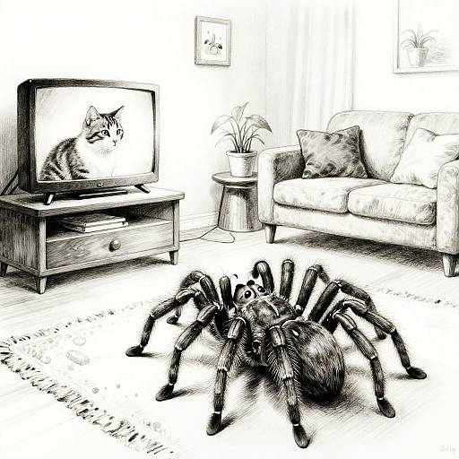 Contented Tarantula Watching TV