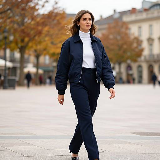 Modern European Woman in Bomber Jacket