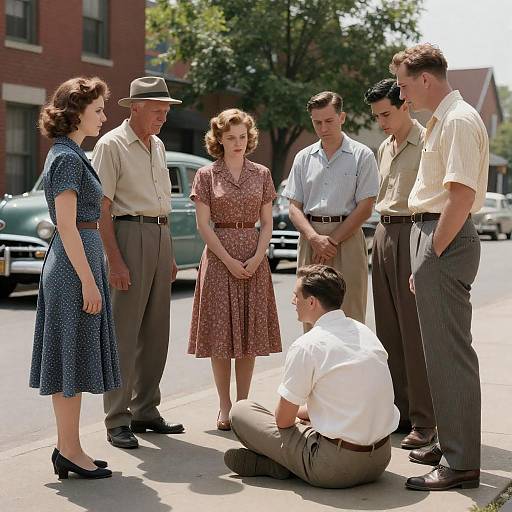 1940s Street Scene with Vintage Characters