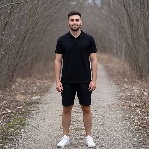 Young Man on Gravel Path