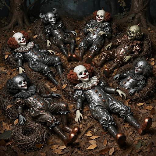 Eerie Clowns in Enchanted Woods